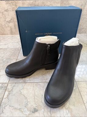 Dr. Scholl's Faux Leather Side Zip Ankle Booties NIB Black Size 9M